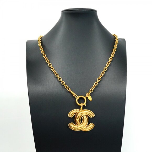 Chanel Coco Mark Matelasse Necklace, GP Plated, Gold, Women's - Picture 6 of 6